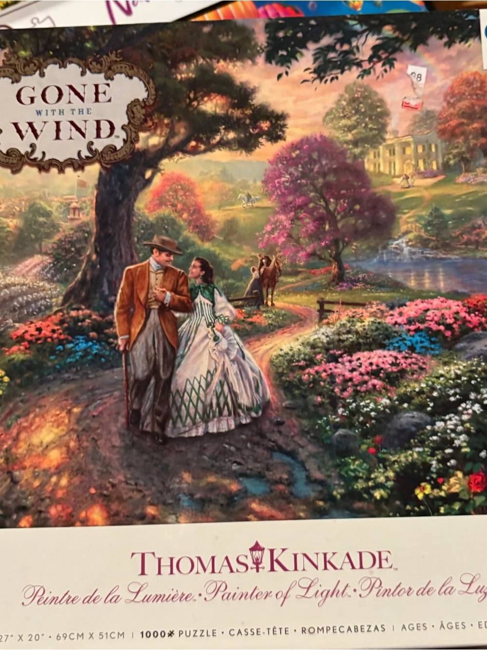 Thomas Kinkade Romantic Garden Stroll in Pastel Hues